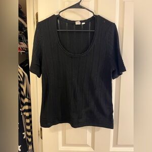 GAP Black Short-Sleeve Scoop Neck Sweater Knit Top